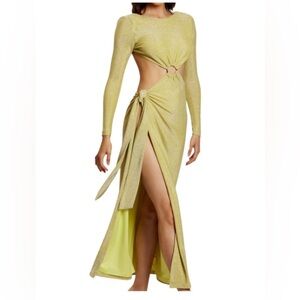 Meshki Green Shimmer Backless Maxi Dress Green M